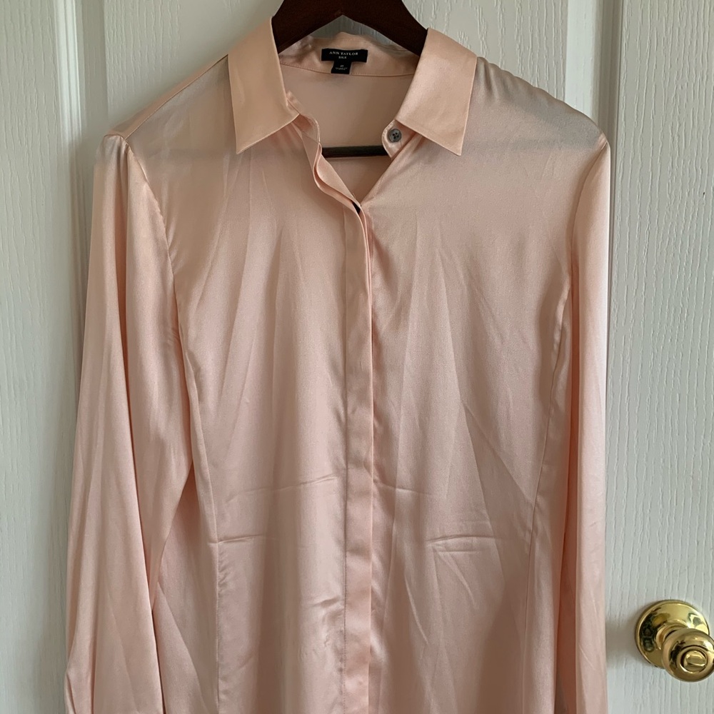 Size 8 pink silk blouse Ann Taylor
